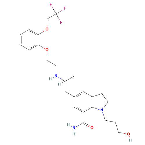 1-(3-Hydroxypropyl)-5-[(2R)-2-({2-[2-(2,2,2-trifluoroethoxy)phenoxy]ethyl}amino)propyl]-7-indolinecarboxamide (CAS: 160970-64-9) - Related Chemical Product