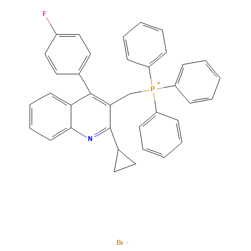 {[2-Cyclopropyl-4-(4-fluorophenyl)-3-quinolinyl]methyl}(triphenyl)phosphonium bromide (CAS: 154057-58-6) - Chemical Structure and Molecular Formula 