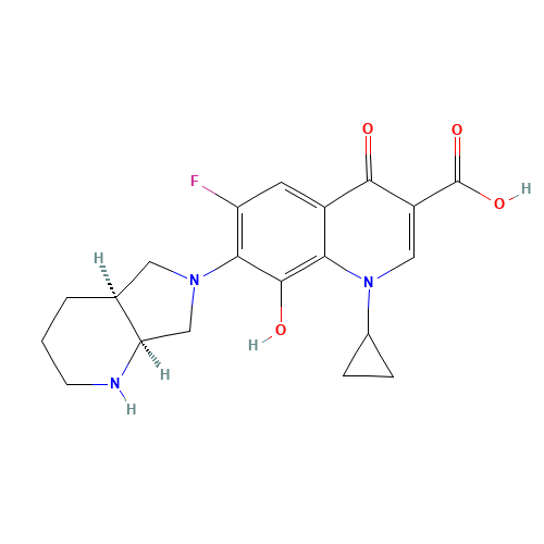 1-Cyclopropyl-6-fluoro-8-hydroxy-7-[(4aS,7aS)-octahydro-6H-pyrrolo[3,4-b]pyridin-6-yl]-4-oxo-1,4-dihydro-3-quinolinecarboxylic acid (CAS: 721970-36-1) - Related Chemical Product