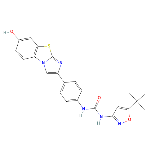 1-[4-(7-Hydroxyimidazo[2,1-b][1,3]benzothiazol-2-yl)phenyl]-3-[5-(2-methyl-2-propanyl)-1,2-oxazol-3-yl]urea (CAS: 950769-51-4) - Related Chemical Product
