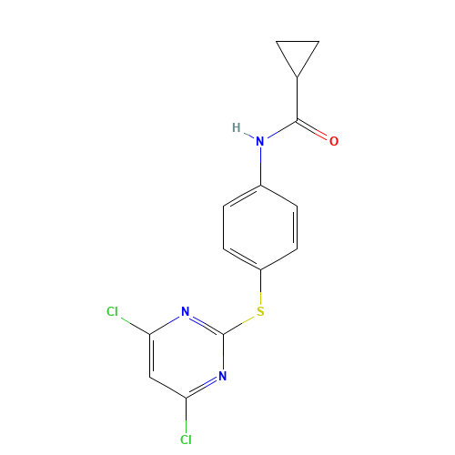 N-{4-[(4,6-Dichloro-2-pyrimidinyl)sulfanyl]phenyl}cyclopropanecarboxamide (CAS: 639090-53-2) - Related Chemical Product