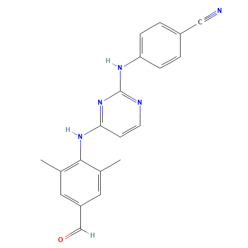4-({4-[(4-Formyl-2,6-dimethylphenyl)amino]-2-pyrimidinyl}amino)benzonitrile (CAS: 500293-29-8) - Chemical Structure and Molecular Formula 