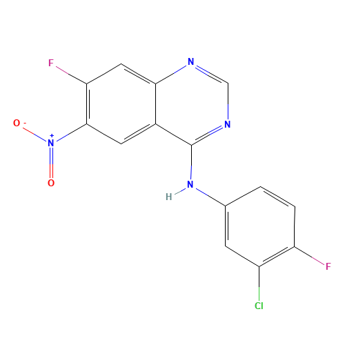 N-(3-Chloro-4-fluorophenyl)-7-fluoro-6-nitro-4-quinazolinamine (CAS: 162012-67-1) - Related Chemical Product