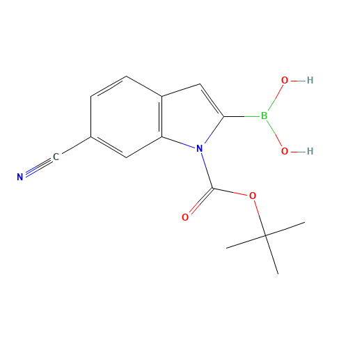 [1-(tert-butoxycarbonyl)-6-cyano-1H-indol-2-yl]boronic acid (CAS: 913835-67-3) - Chemical Structure and Molecular Formula 
