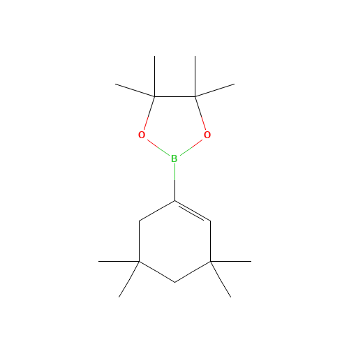 4,4,5,5-Tetramethyl-2-(3,3,5,5-tetramethylcyclohex-1-en-1-yl)-1,3,2-dioxaborolane (CAS: 859217-85-9) - Chemical Structure and Molecular Formula 