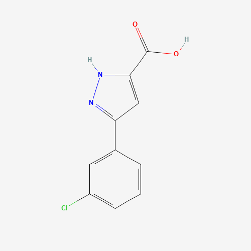 3-(3-Chlorophenyl)-1H-pyrazole-5-carboxylic acid (CAS: 595610-50-7) - Chemical Structure and Molecular Formula 
