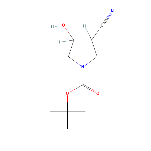 tert-Butyl 3-cyano-4-hydroxypyrrolidine-1-carboxylate (CAS: 197143-33-2) - Chemical Structure and Molecular Formula 