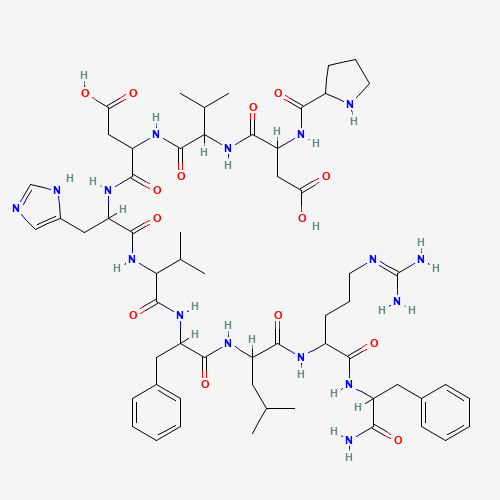 L-Prolyl-L-a-aspartyl-L-valyl-L-a-aspartyl-D-histidyl-L-valyl-L-phenylalanyl-L-leucyl-N<sup>5</sup>-(diaminomethylene)-L-ornithyl-L-phenylalaninamide (CAS: 121801-61-4) - Chemical Structure and Molecular Formula 