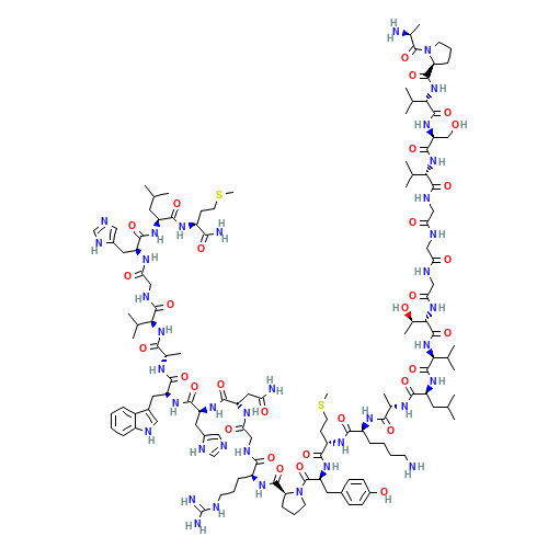 L-Alanyl-L-prolyl-L-valyl-L-seryl-L-valylglycylglycylglycyl-L-threonyl-L-valyl-L-leucyl-L-alanyl-L-lysyl-L-methionyl-L-tyrosyl-L-prolyl-L-arginylglycyl-L-asparaginyl-L-histidyl-L-tryptophyl-L-alanyl-L-valylglycyl-L-histidyl-L-leucyl-L-methioninamide (CAS: 74815-57-9) - Related Chemical Product