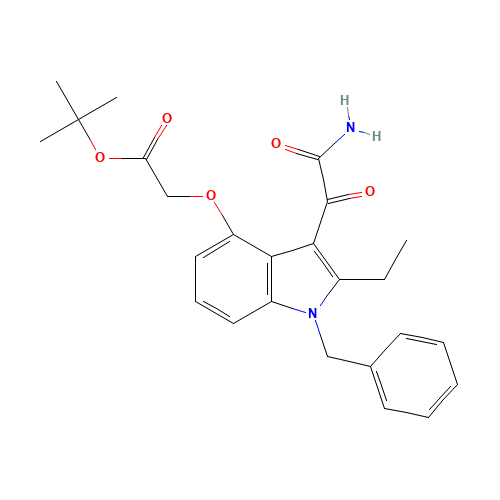2-Methyl-2-propanyl ({3-[amino(oxo)acetyl]-1-benzyl-2-ethyl-1H-indol-4-yl}oxy)acetate (CAS: 889675-08-5) - Related Chemical Product
