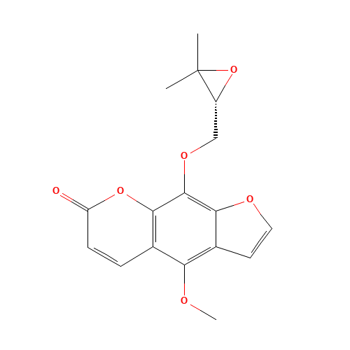 (R)-9-((3,3-Dimethyl-2-oxiranyl)methoxy)-4-methoxyfuro(3,2-g)chromen-7-one (CAS: 26091-79-2) - Related Chemical Product