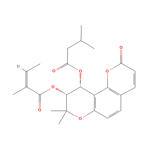 (9R,10R)-8,8-Dimethyl-10-[(2-methylbutanoyl)oxy]-2-oxo-9,10-dihydro-2H,8H-pyrano[2,3-f]chromen-9-yl (2Z)-2-methylbut-2-enoate (CAS: 72463-77-5) - Related Chemical Product