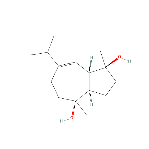 (1S,3aR,4R,8aS)-7-Isopropyl-1,4-dimethyl-1,2,3,3a,4,5,6,8a-octahydro-1,4-azulenediol (CAS: 87701-68-6) - Chemical Structure and Molecular Formula 
