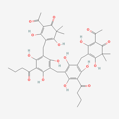 4,4'-{Methylenebis[(5-butyryl-2,4,6-trihydroxy-3,1-phenylene)methylene]}bis(2-acetyl-3,5-dihydroxy-6,6-dimethyl-2,4-cyclohexadien-1-one) (CAS: 12777-70-7) - Related Chemical Product