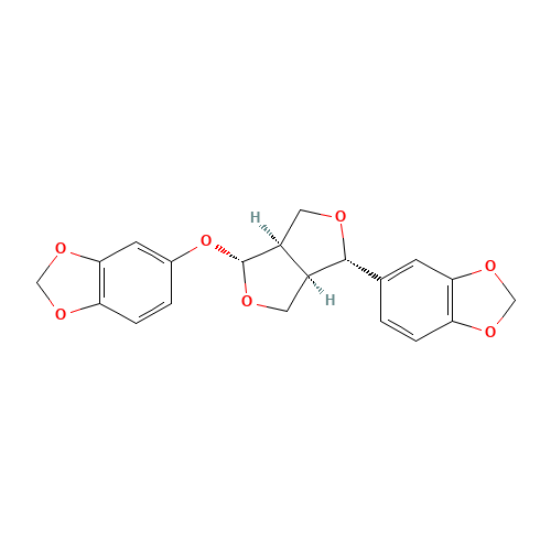 5-[4-(1,3-Benzodioxolol-5-yloxy)tetrahydro-1H,3H-furo[3,4-c]furan-1-yl]-1,3-benzodioxole (CAS: 526-07-8) - Chemical Structure and Molecular Formula 