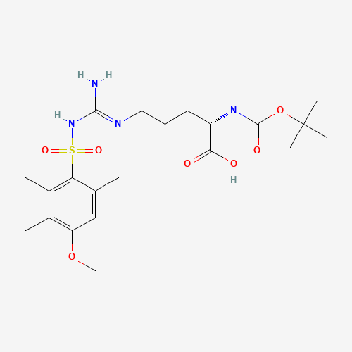 N<sup>5</sup>-{N-[(4-Methoxy-2,3,6-trimethylphenyl)sulfonyl]carbamimidoyl}-N<sup>2</sup>-methyl-N<sup>2</sup>-{[(2-methyl-2-propanyl)oxy]carbonyl}-L-ornithine (CAS: 125602-26-8) - Related Chemical Product