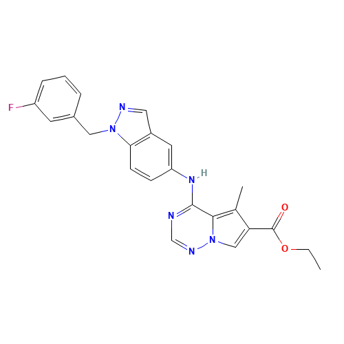 Ethyl4-(1-(3-fluorobenzyl)-1H-indazol-5-ylamino)-5-methylpyrrolo[1,2-F][1,2,4]triazine-6-carboxylat (CAS: 856667-79-3) - Related Chemical Product