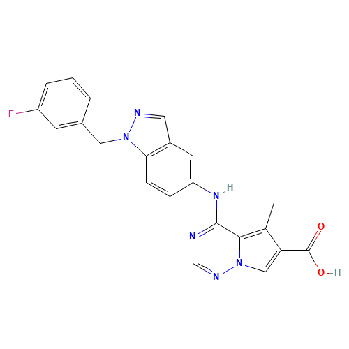 Pyrrolo[2,1-f][1,2,4]triazine-6-carboxylic acid, 4-[[1-[(3-fluorophenyl)methyl]-1H-indazol-5-yl]amino]-5-methyl- (CAS: 856667-80-6) - Related Chemical Product