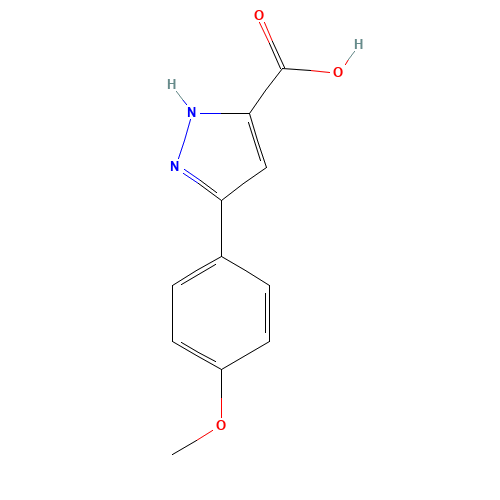 3-(4-Methoxyphenyl)-1H-pyrazole-5-carboxylic acid (CAS: 27069-16-5) - Chemical Structure and Molecular Formula 