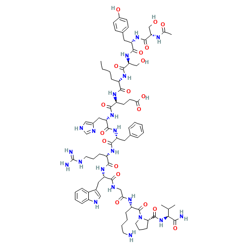N-Acetyl-L-seryl-L-tyrosyl-L-seryl-L-norleucyl-L-a-glutamyl-L-histidyl-D-phenylalanyl-L-arginyl-L-tryptophylglycyl-L-lysyl-L-prolyl-L-valinamide (CAS: 75921-69-6) - Related Chemical Product