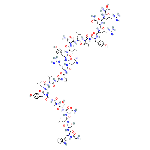 H-GLY-TRP-THR-LEU-ASN-SER-ALA-GLY-TYR-LEU-LEU-GLY-PRO-ARG-HIS-TYR-ILE-ASN-LEU-ILE-THR-ARG-GLN-ARG-TYR-NH2 (CAS: 147138-51-0) - Chemical Structure and Molecular Formula 