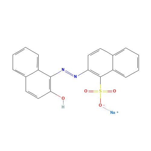 Sodium 2-[(E)-(2-hydroxy-1-naphthyl)diazenyl]-1-naphthalenesulfonate (CAS: 1248-18-6) - Chemical Structure and Molecular Formula 