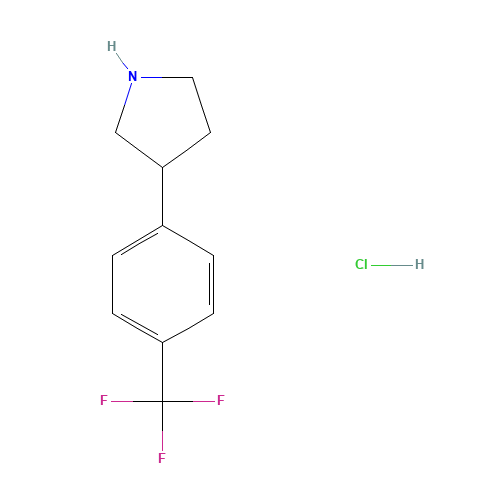 3-(4-(TRIFLUOROMETHYL)PHENYL)PYRROLIDINE HYDROCHLORIDE (CAS: 1095545-12-2) - Chemical Structure and Molecular Formula 