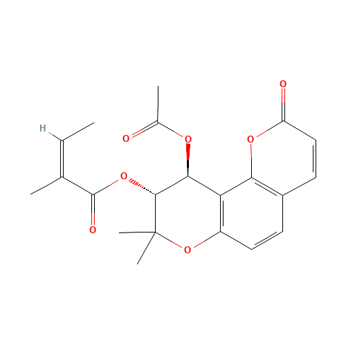 (9R,10R)-10-Acetoxy-8,8-dimethyl-2-oxo-9,10-dihydro-2H,8H-pyrano[2,3-f]chromen-9-yl (2Z)-2-methyl-2-butenoate (CAS: 73069-25-7) - Related Chemical Product