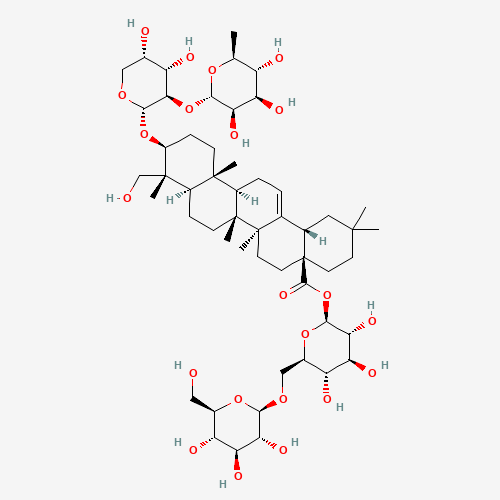 1-O-[(3b)-3-{[2-O-(6-Deoxy-a-L-mannopyranosyl)-a-L-arabinopyranosyl]oxy}-23-hydroxy-28-oxoolean-12-en-28-yl]-6-O-b-D-glucopyranosyl-b-D-glucopyranose (CAS: 33289-85-9) - Related Chemical Product