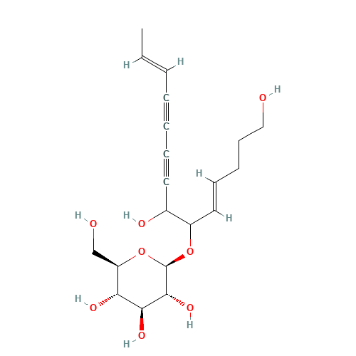 (4E,12E)-1,7-Dihydroxy-4,12-tetradecadiene-8,10-diyn-6-yl hexopyranoside (CAS: 136085-37-5) - Chemical Structure and Molecular Formula 