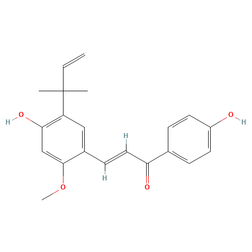 (2E)-3-[4-Hydroxy-2-methoxy-5-(2-methyl-3-buten-2-yl)phenyl]-1-(4-hydroxyphenyl)-2-propen-1-one (CAS: 58749-22-7) - Related Chemical Product