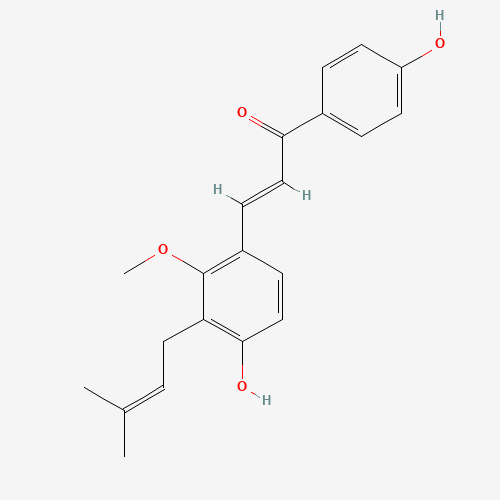 2-Propen-1-one,3-[4-hydroxy-2-methoxy-3-(3-methyl-2-buten-1-yl)phenyl]-1-(4-hydroxyphenyl)-,(2E)- (CAS: 144506-14-9) - Related Chemical Product