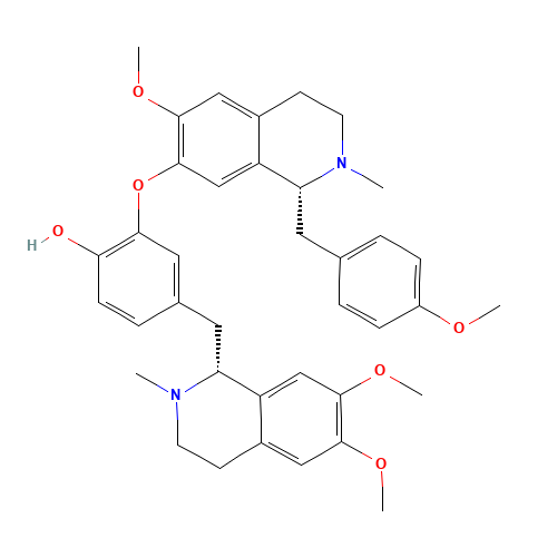 4-{[(1R)-6,7-Dimethoxy-2-methyl-1,2,3,4-tetrahydro-1-isoquinolinyl]methyl}-2-{[(1R)-6-methoxy-1-(4-methoxybenzyl)-2-methyl-1,2,3,4-tetrahydro-7-isoquinolinyl]oxy}phenol (CAS: 2292-16-2) - Related Chemical Product