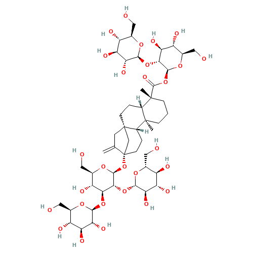 (4R)-13-[[2-O-(b-D-Glucopyranosyl)-3-O-(b-D-glucopyranosyl)-b-D-glucopyranosyl]oxy]kaur-16-en-18-oic acid 2-O-(b-D-glucopyranosyl)-b-D-glucopyranosyl ester (CAS: 63279-13-0) - Related Chemical Product
