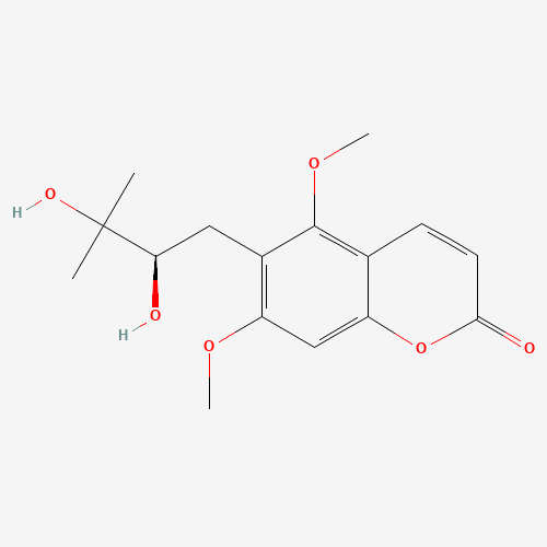 6-(2,3-Dihydroxy-3-methylbutyl)-5,7-dimethoxy-2H-chromen-2-one (CAS: 483-90-9) - Chemical Structure and Molecular Formula 