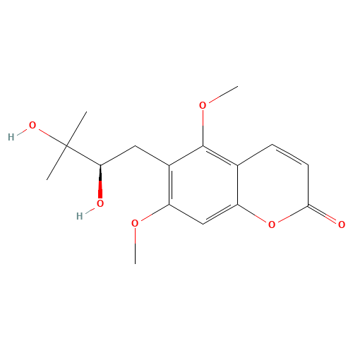 6-(2,3-Dihydroxy-3-methylbutyl)-5,7-dimethoxy-2H-chromen-2-one (CAS: 483-90-9) - Related Chemical Product