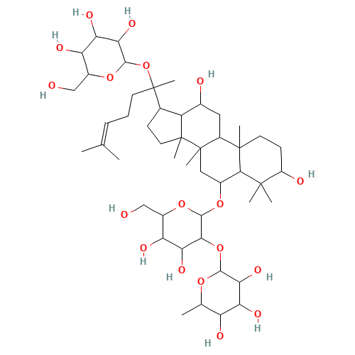 (3b,6a,12b)-20-(b-D-Glucopyranosyloxy)-3,12-dihydroxydammar-24-en-6-yl 2-O-(6-deoxy-a-L-mannopyranosyl)-b-D-glucopyranoside (CAS: 51542-56-4) - Related Chemical Product