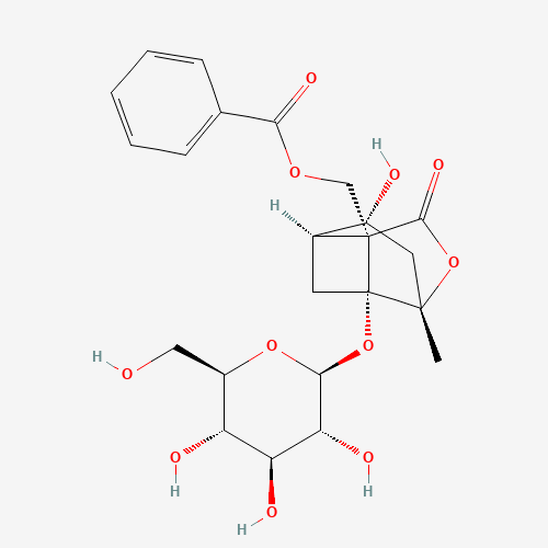 [1-(b-D-Glucopyranosyloxy)-4-hydroxy-6-methyl-8-oxo-7-oxatricyclo[4.3.0.03,9]non-9-yl]methyl benzoate (CAS: 39011-90-0) - Related Chemical Product