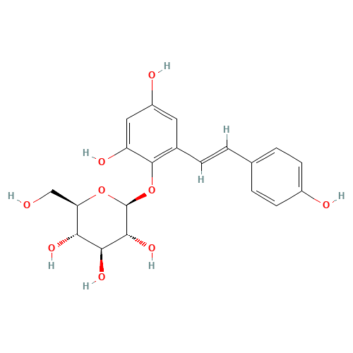(2S,3R,4S,5S,6R)-2-[2,4-dihydroxy-6-[(E)-2-(4-hydroxyphenyl)vinyl]phenoxy]-6-(hydroxymethyl)tetrahydropyran-3,4,5-triol (CAS: 82373-94-2) - Related Chemical Product