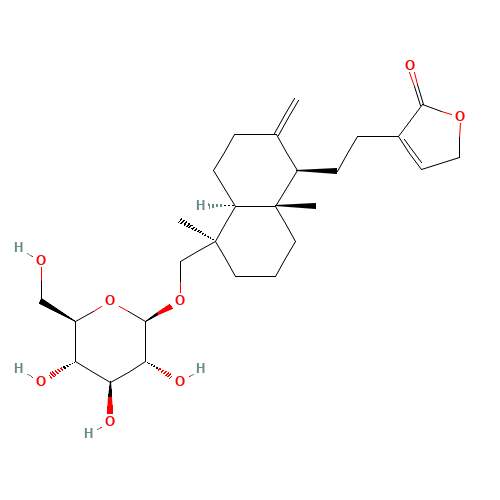 {(1R,4aS,5R,8aS)-1,4a-Dimethyl-6-methylene-5-[2-(2-oxo-2,5-dihydro-3-furanyl)ethyl]decahydro-1-naphthalenyl}methyl b-D-glucopyranoside (CAS: 27215-14-1) - Related Chemical Product
