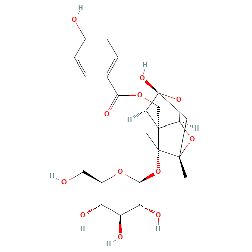 [3-(Hexopyranosyloxy)-6-hydroxy-8-methyl-9,10-dioxatetracyclo[4.3.1.02,5.03,8]dec-2-yl]methyl 4-hydroxybenzoate (CAS: 39011-91-1) - Related Chemical Product