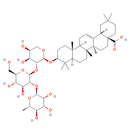 3-{[6-Deoxyhexopyranosyl-(1->2)hexopyranosyl-(1->2)pentopyranosyl]oxy}olean-12-en-28-oic acid (CAS: 89412-79-3) - Related Chemical Product