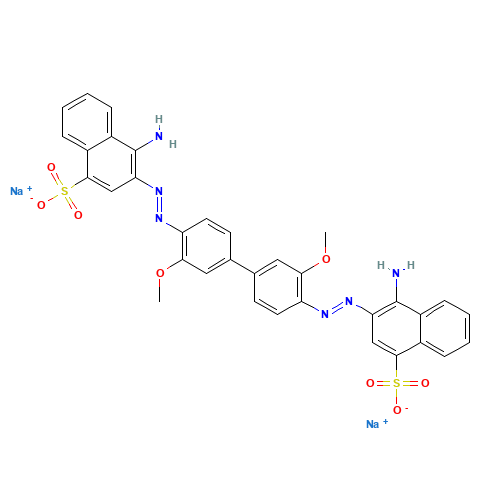 3,3'-[(3,3'-Dimethoxy-4,4'-biphenyldiyl)di(E)-2,1-diazenediyl]bis(4-amino-1-naphthalenesulfonic acid) (CAS: 2868-75-9) - Related Chemical Product