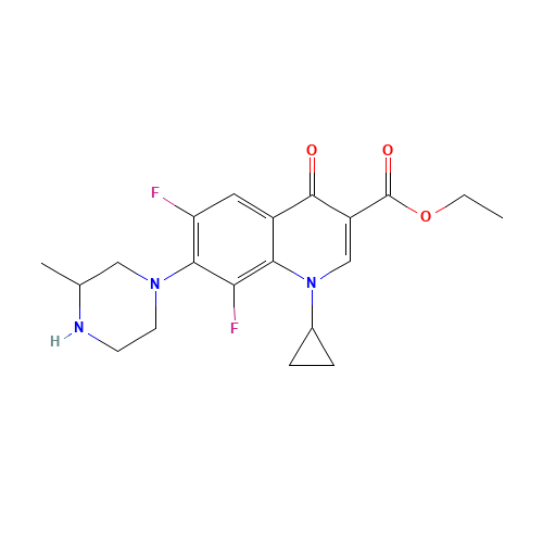 3-Quinolinecarboxylic acid, 1-cyclopropyl-6,8-difluoro-1,4-dihydro-7-(3-Methyl-1-piperazinyl)-4-oxo-, ethyl ester (CAS: 103460-87-3) - Related Chemical Product