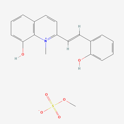 2-[(E)-2-(2-hydroxyphenyl)vinyl]-1-methyl-quinolin-1-ium-8-ol; methyl hydrogen sulfate (CAS: 6964-61-0) - Chemical Structure and Molecular Formula 