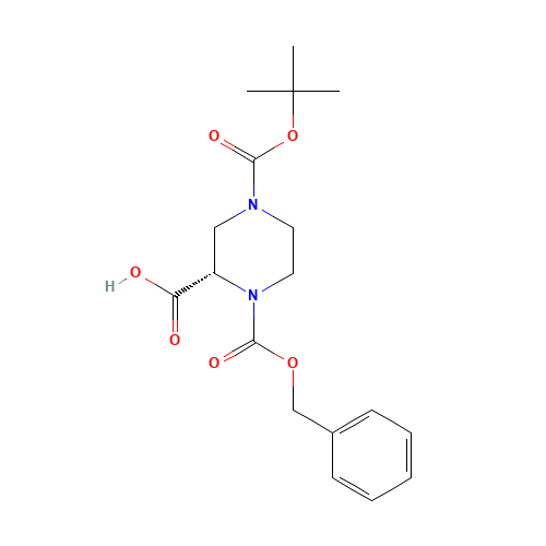 (S)-N-4-BOC-N-1-CBZ-2-PIPERAZINE CARBOXYLIC ACID (CAS: 150407-69-5) - Chemical Structure and Molecular Formula 