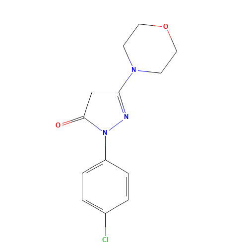 2-(4-Chlorophenyl)-5-(4-morpholinyl)-1,2-dihydro-3H-pyrazol-3-one (CAS: 92026-67-0) - Chemical Structure and Molecular Formula 