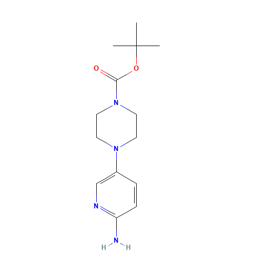 tert-Butyl-4-(6-aminopyridin-3-yl)piperazin-1-carboxylate (CAS: 571188-59-5) - Chemical Structure and Molecular Formula 
