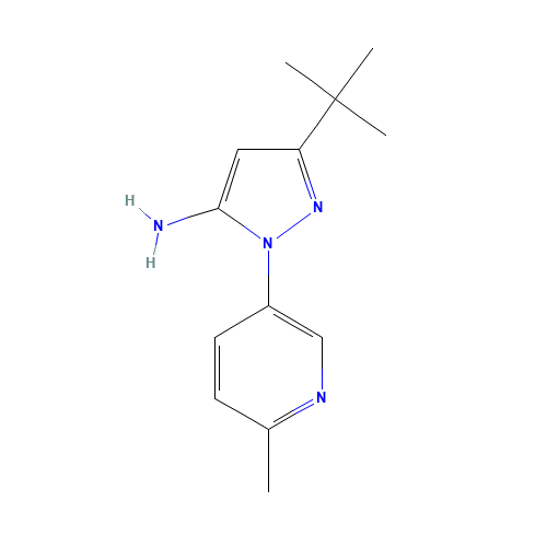 3-(2-Methyl-2-propanyl)-1-(6-methyl-3-pyridinyl)-1H-pyrazol-5-amine (CAS: 285984-51-2) - Chemical Structure and Molecular Formula 