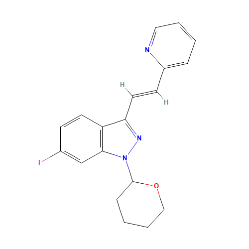 (E)-6-Iodo-3-[2-(pyridin-2-yl)ethenyl]-1-(tetrahydro-2H-pyran-2-yl)-1H-indazole (CAS: 886230-77-9) - Related Chemical Product